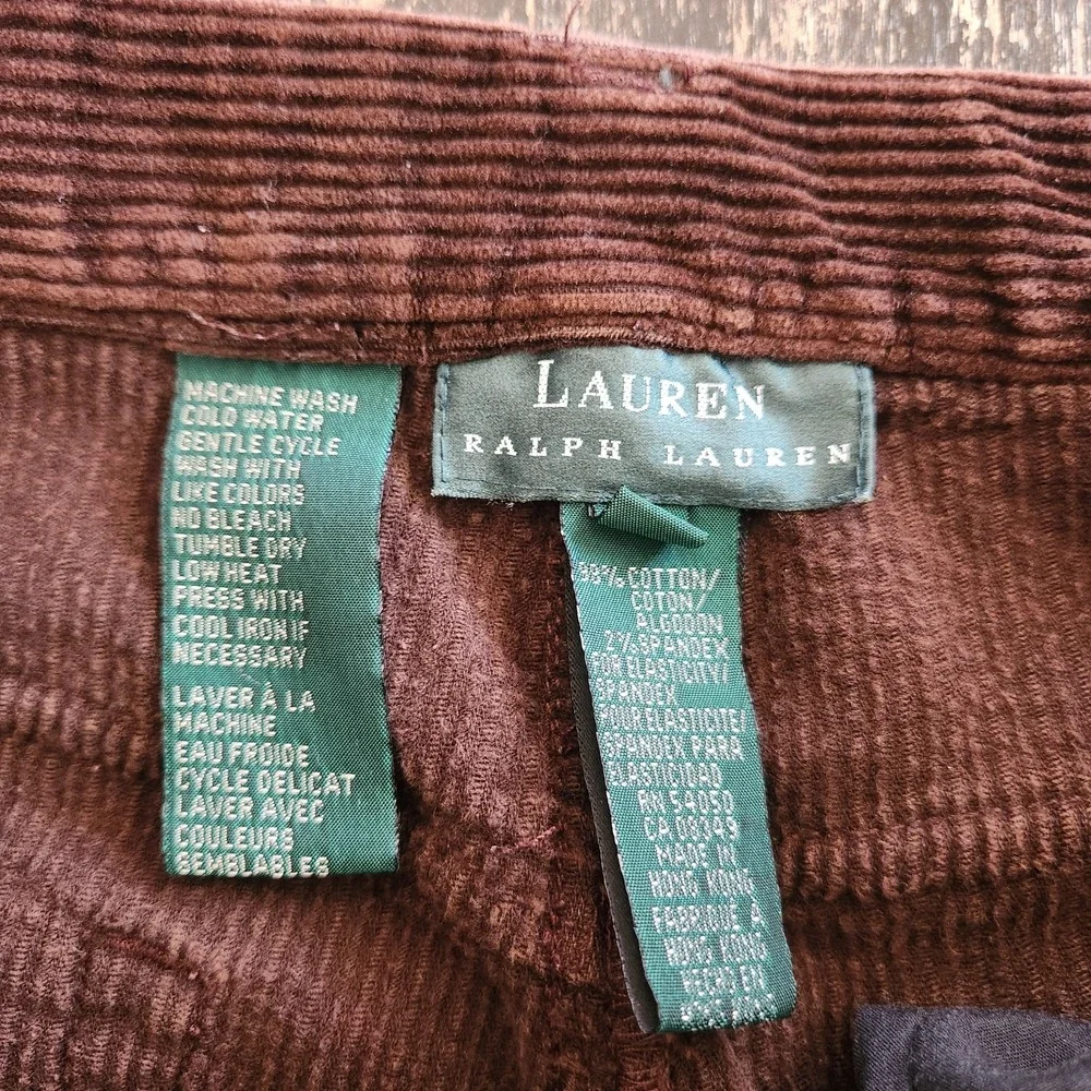 VTG Lauren Ralph Lauren‎ Corduroy Pants Womens 12 Brown Wide Wale Straight Leg